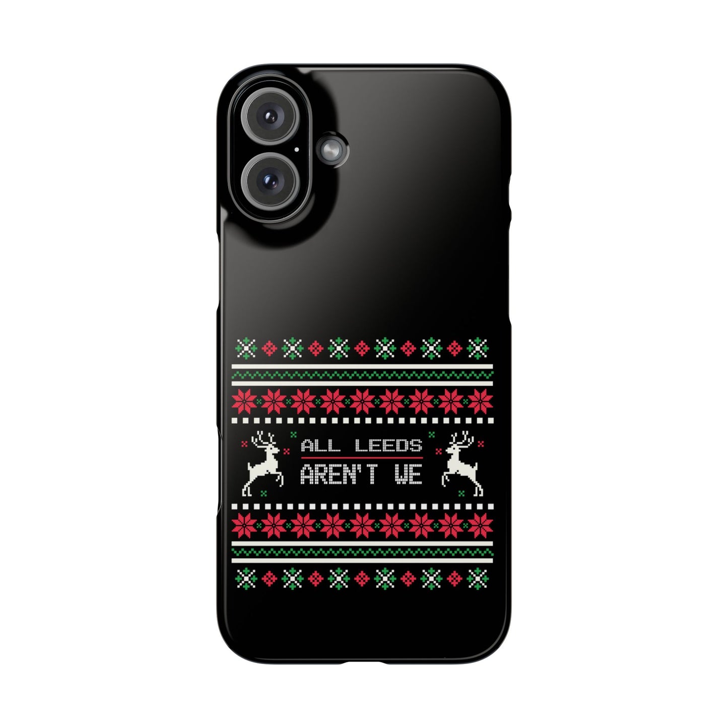 LUFC "All Leeds Aren't We" Red &  Green Emblem Snap Case: Christmas  Edition