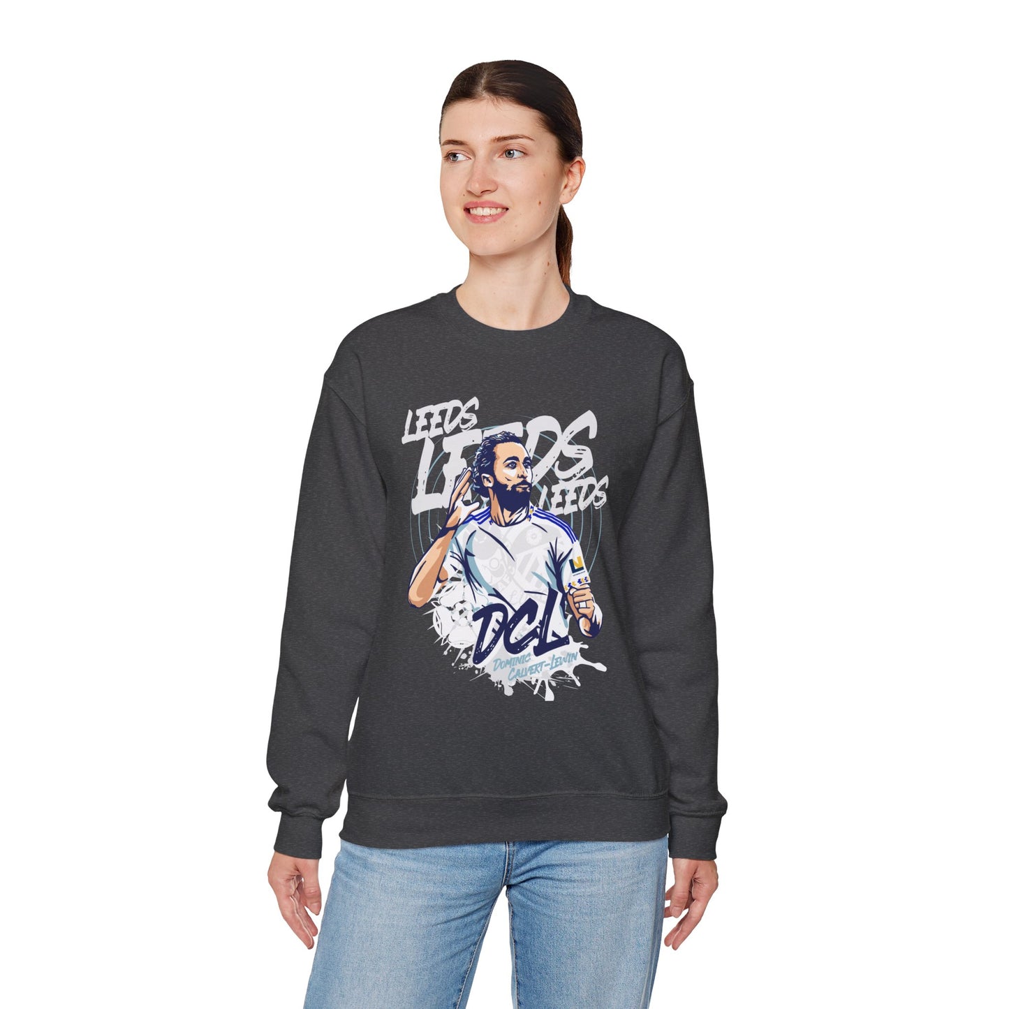 LUFC Heavy Blend™ Unisex Pullover  “LEEDS: Dominic Calvert-Lewin”  Everyday Crewneck - Lufcnews.co.uk