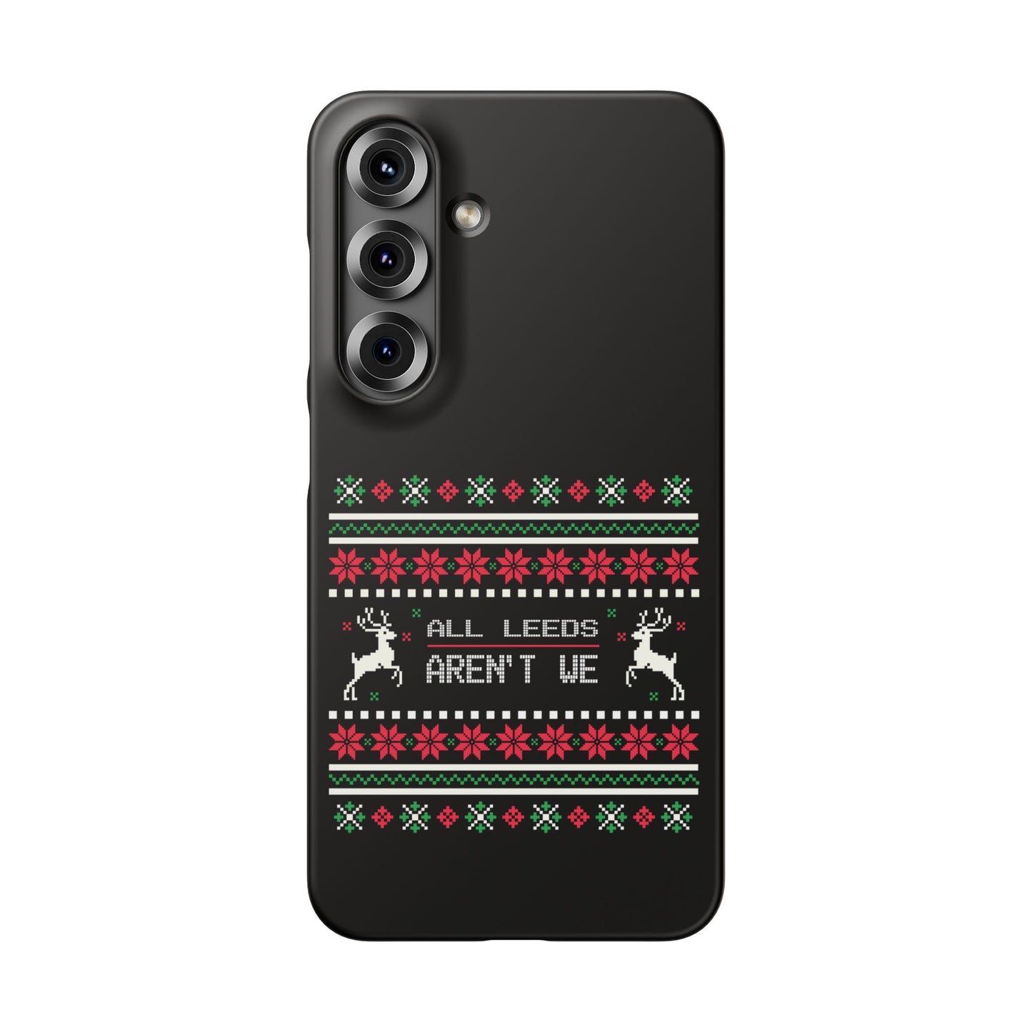 LUFC "All Leeds Aren't We" Red &  Green Emblem Snap Case: Christmas  Edition