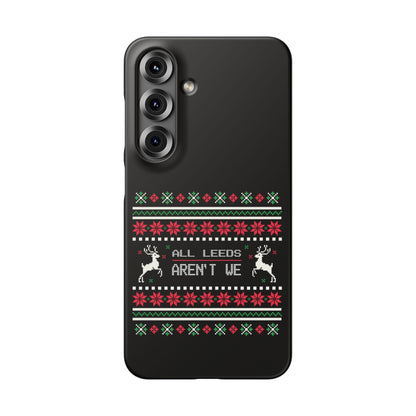 LUFC "All Leeds Aren't We" Red &  Green Emblem Snap Case: Christmas  Edition