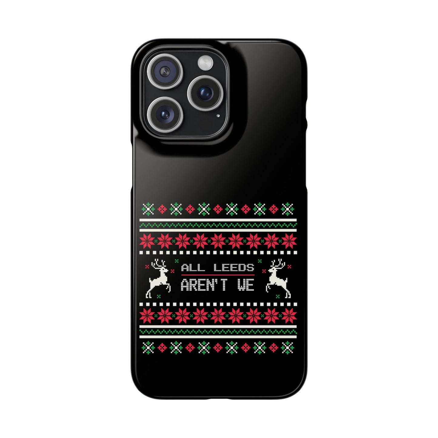 LUFC "All Leeds Aren't We" Red &  Green Emblem Snap Case: Christmas  Edition