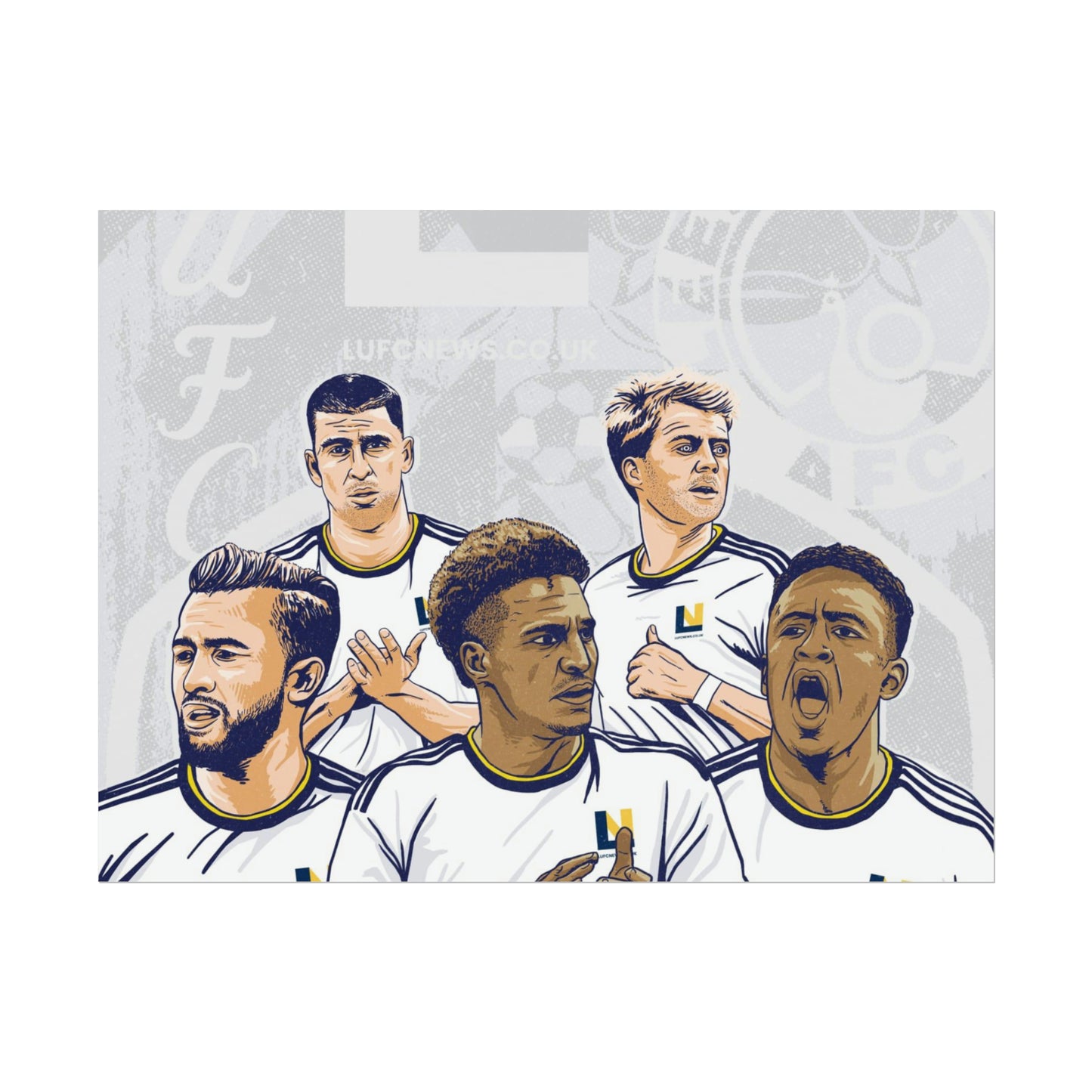 Leeds United Players Cartoon Poster