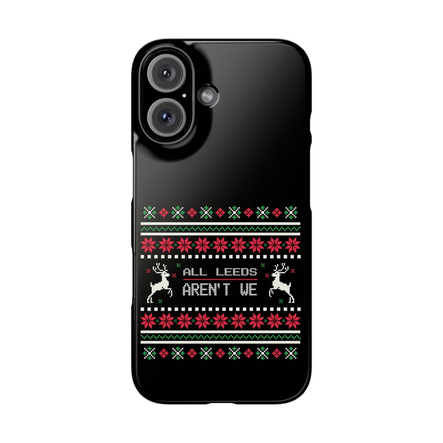 LUFC "All Leeds Aren't We" Red &  Green Emblem Snap Case: Christmas  Edition