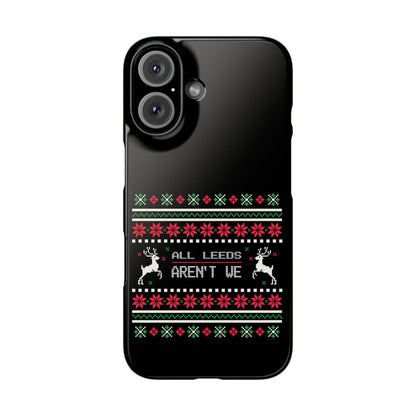 LUFC "All Leeds Aren't We" Red &  Green Emblem Snap Case: Christmas  Edition