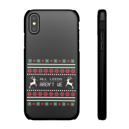 LUFC "All Leeds Aren't We" Red &  Green Emblem Snap Case: Christmas  Edition