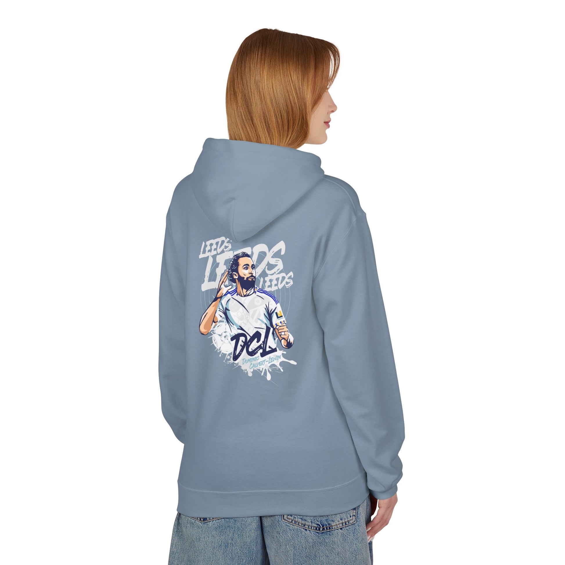 LUFC Softstyle Fleece Hoodie “LEEDS:  Dominic Calvert-Lewin” Midweight  Unisex - Lufcnews.co.uk