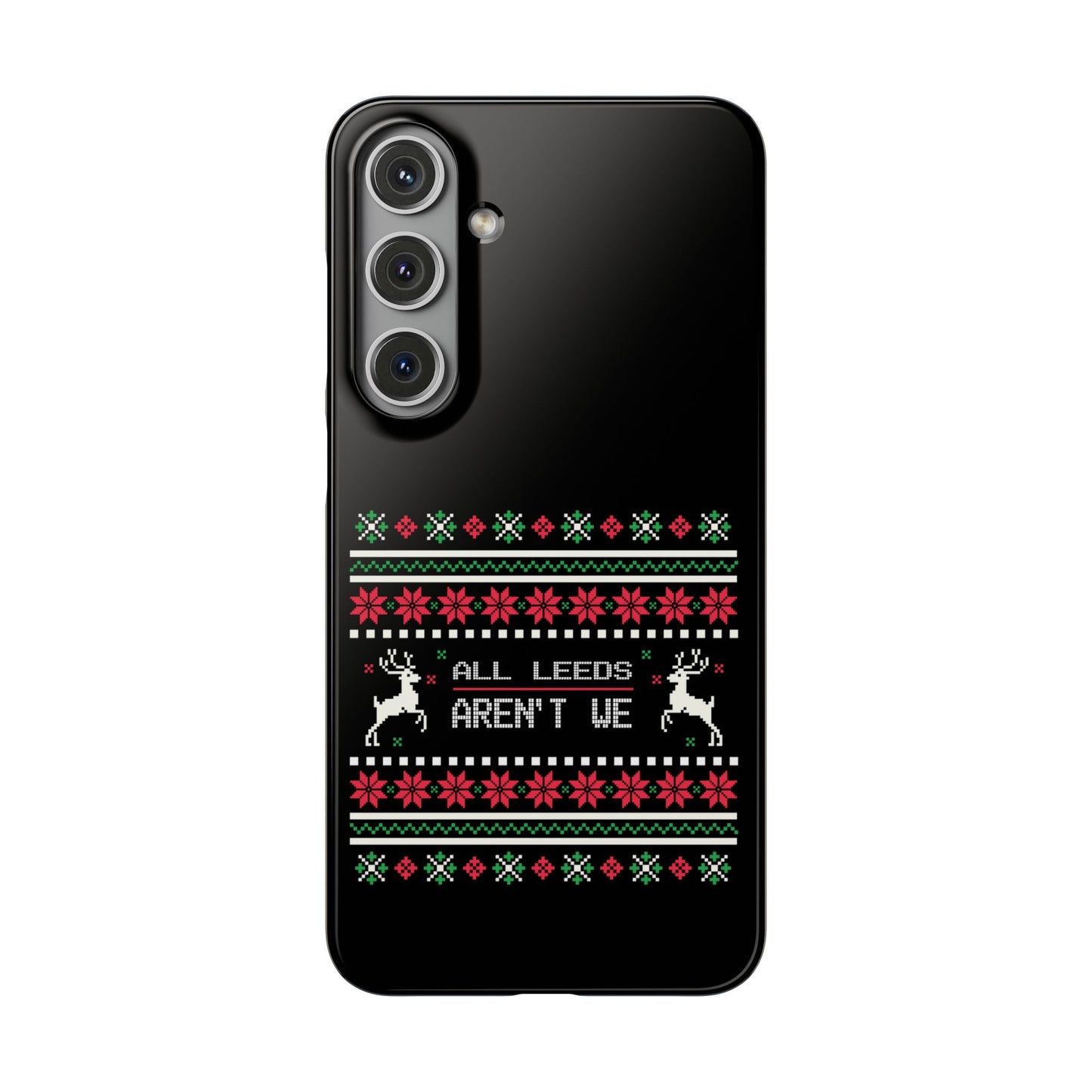 LUFC "All Leeds Aren't We" Red &  Green Emblem Snap Case: Christmas  Edition