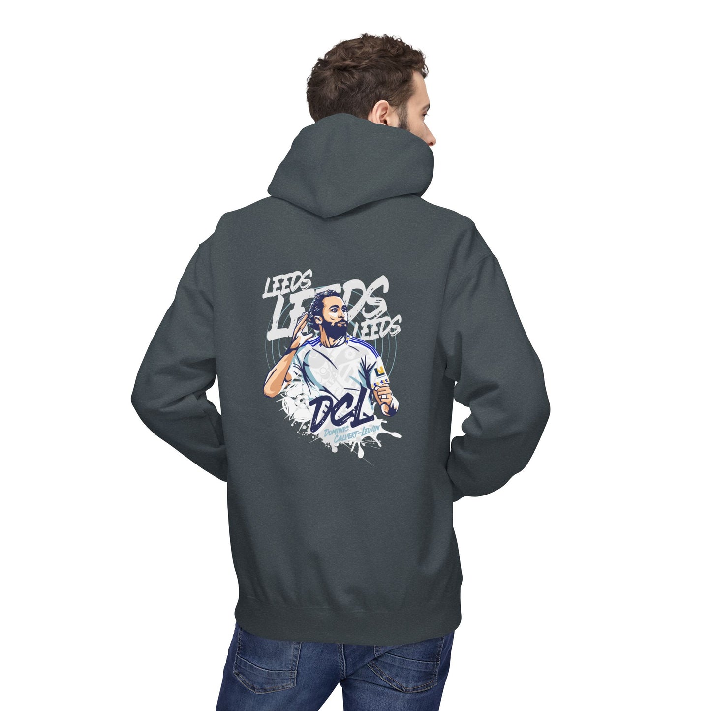 LUFC Softstyle Fleece Hoodie “LEEDS:  Dominic Calvert-Lewin” Midweight  Unisex - Lufcnews.co.uk