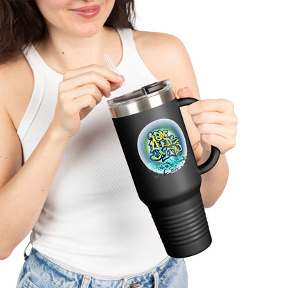 LUFC “Leeds United Graffiti” 40oz  Insulated Travel Mug: Bold Street-Art  Design for Passionate Fans