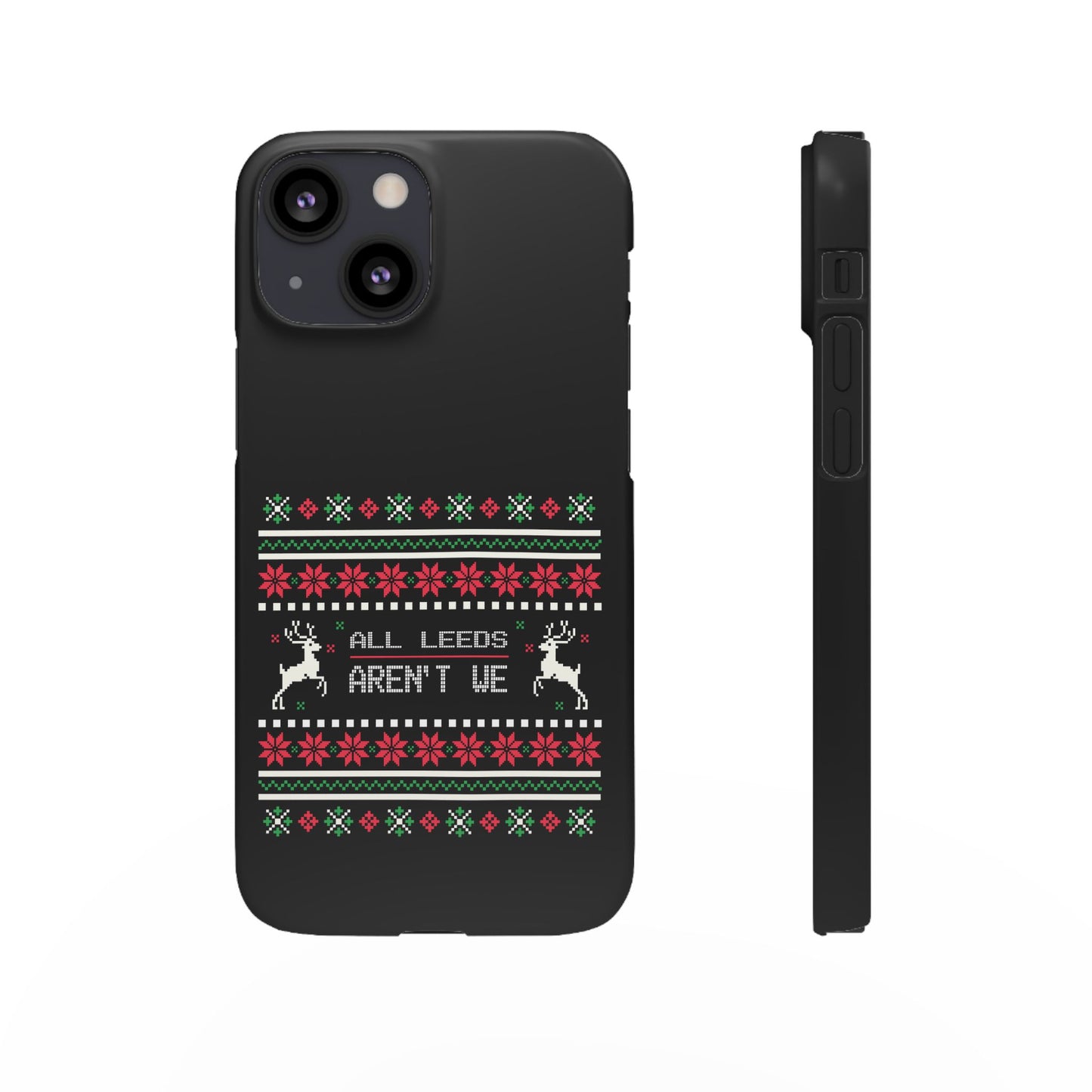 LUFC "All Leeds Aren't We" Red &  Green Emblem Snap Case: Christmas  Edition