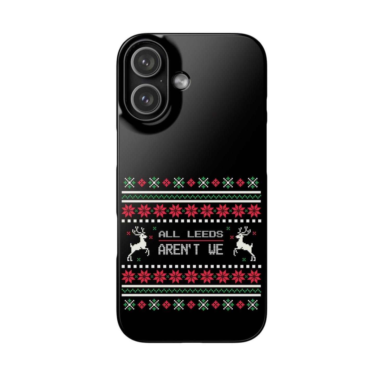 LUFC "All Leeds Aren't We" Red &  Green Emblem Snap Case: Christmas  Edition