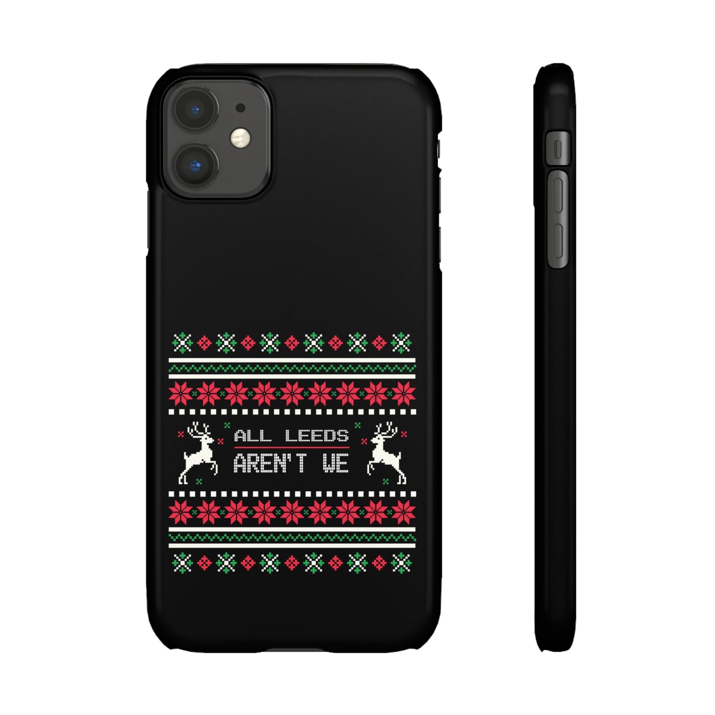 LUFC "All Leeds Aren't We" Red &  Green Emblem Snap Case: Christmas  Edition