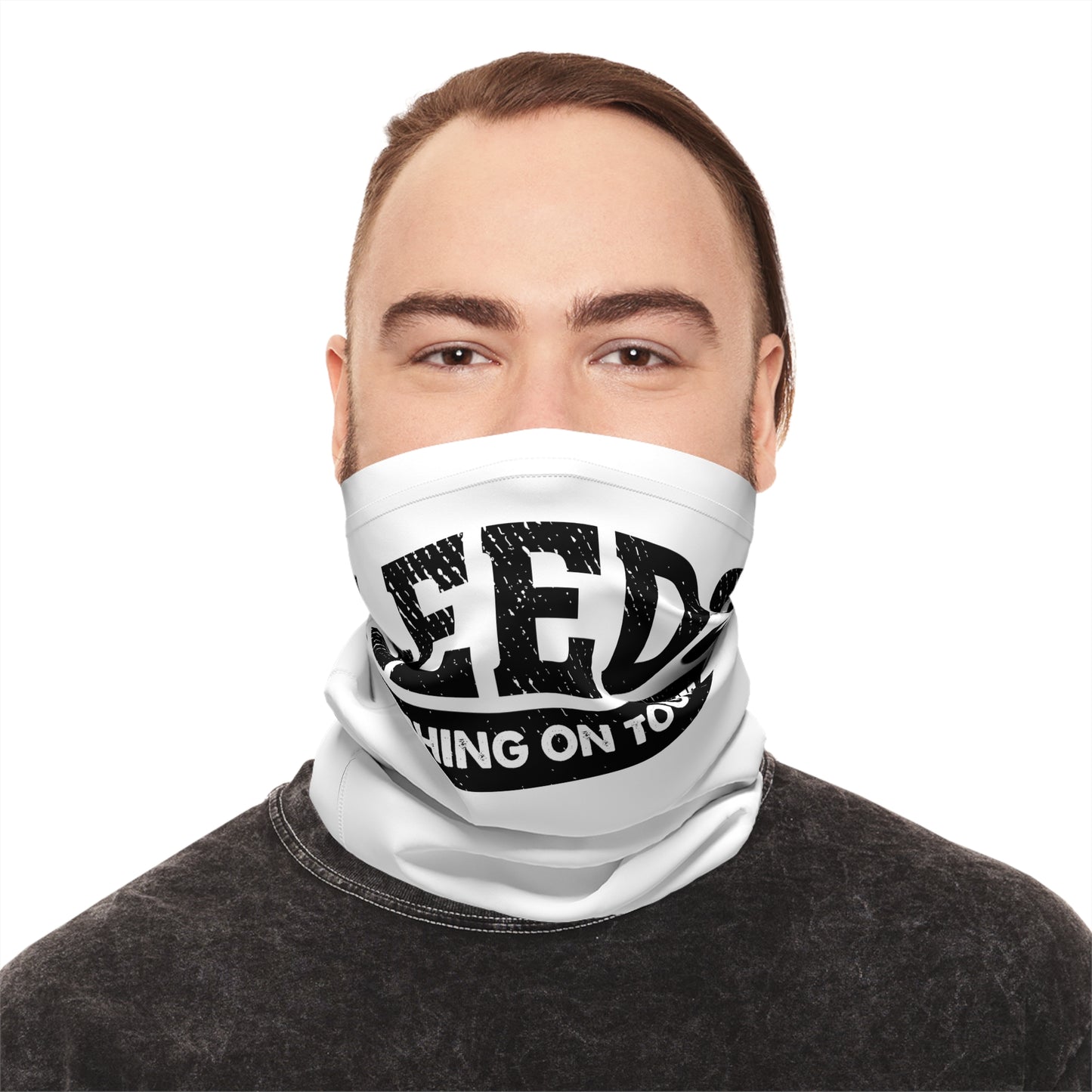 LUFC “Leeds Marching On Together”  Winter Neck Gaiter: Fleece-Lined in  Black & White