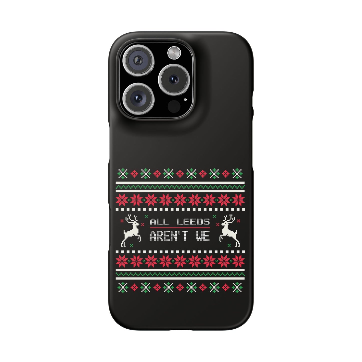 LUFC "All Leeds Aren't We" Red &  Green Emblem Snap Case: Christmas  Edition