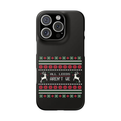 LUFC "All Leeds Aren't We" Red &  Green Emblem Snap Case: Christmas  Edition