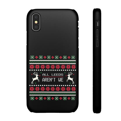 LUFC "All Leeds Aren't We" Red &  Green Emblem Snap Case: Christmas  Edition