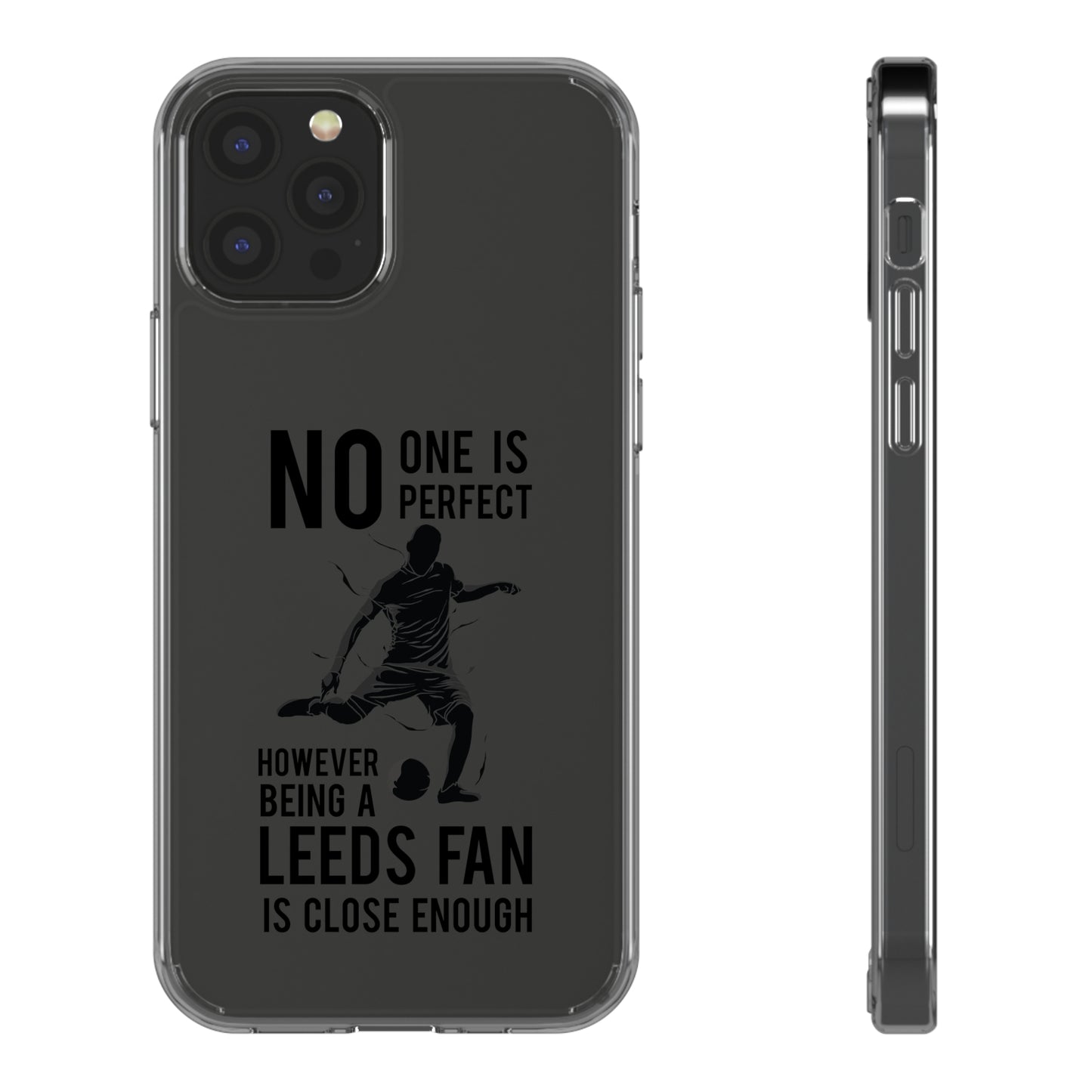 Gjennomsiktig telefondeksel - ingen er perfekt, men å være Leeds-fan er nær nok