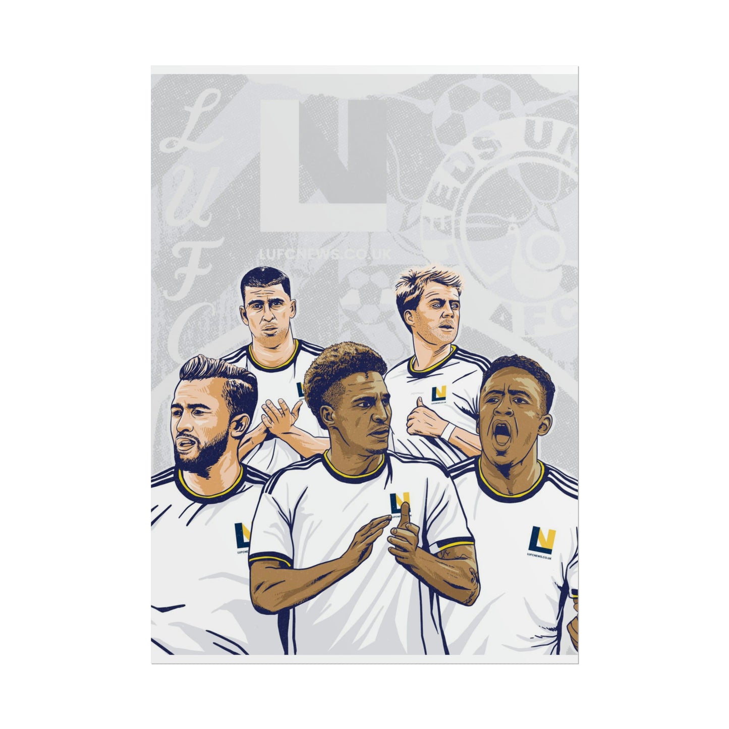 Leeds United Players Cartoon Poster