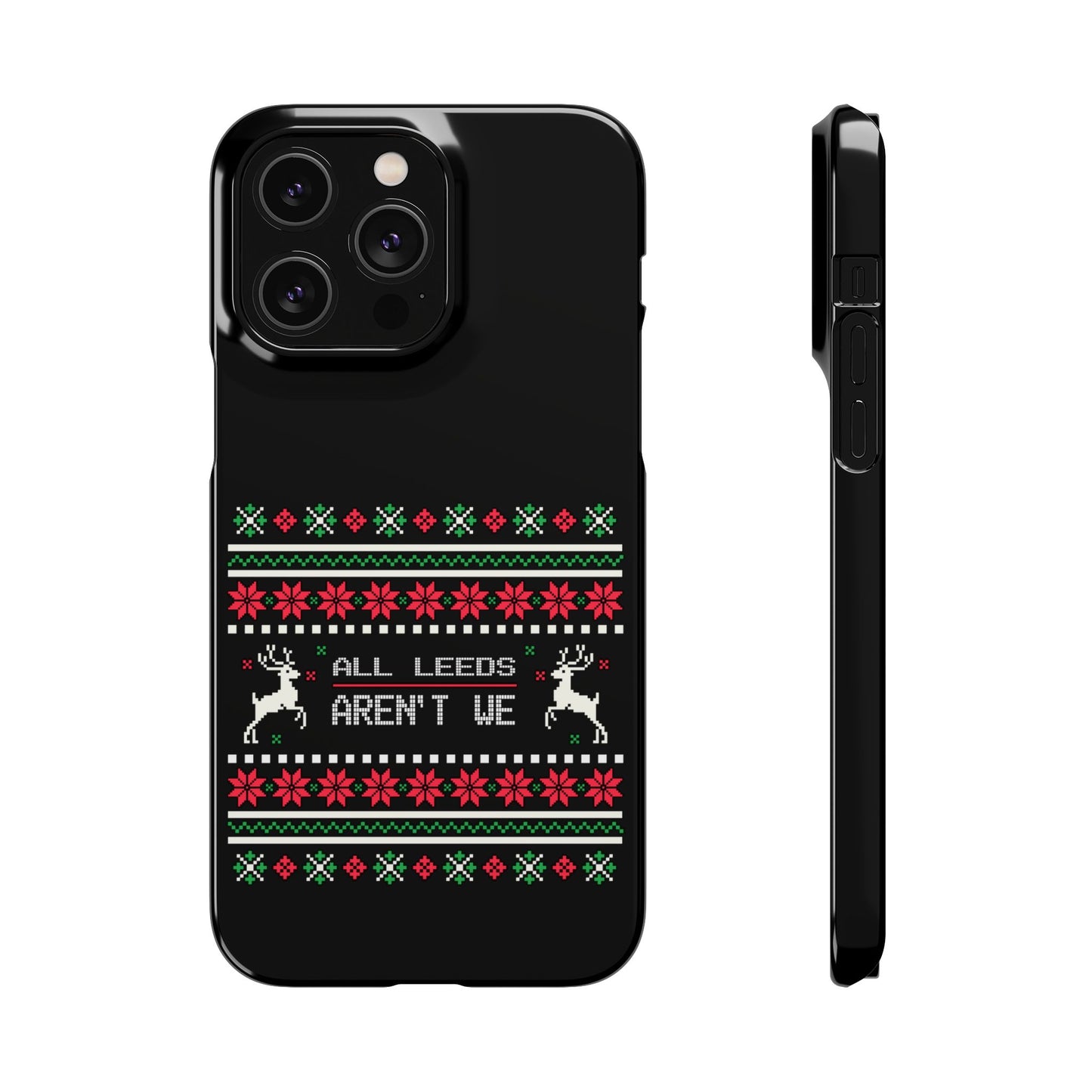 LUFC "All Leeds Aren't We" Red &  Green Emblem Snap Case: Christmas  Edition