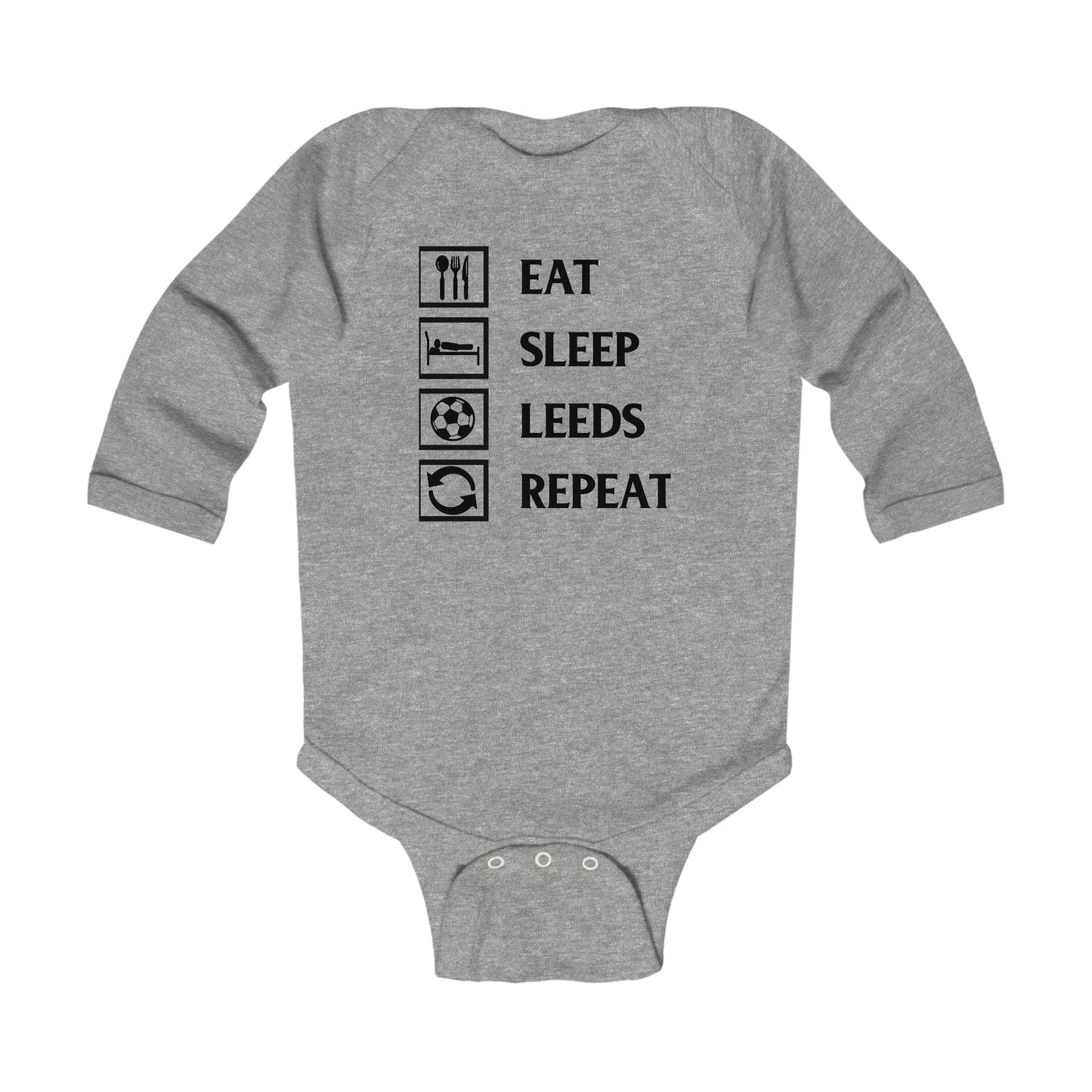 Eat, Sleep, Leeds Repeat - Infant Long Sleeve Bodysuit