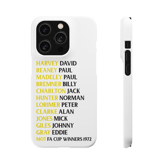 1972 FA Cup winners names on printed on LUFC snap phone case 