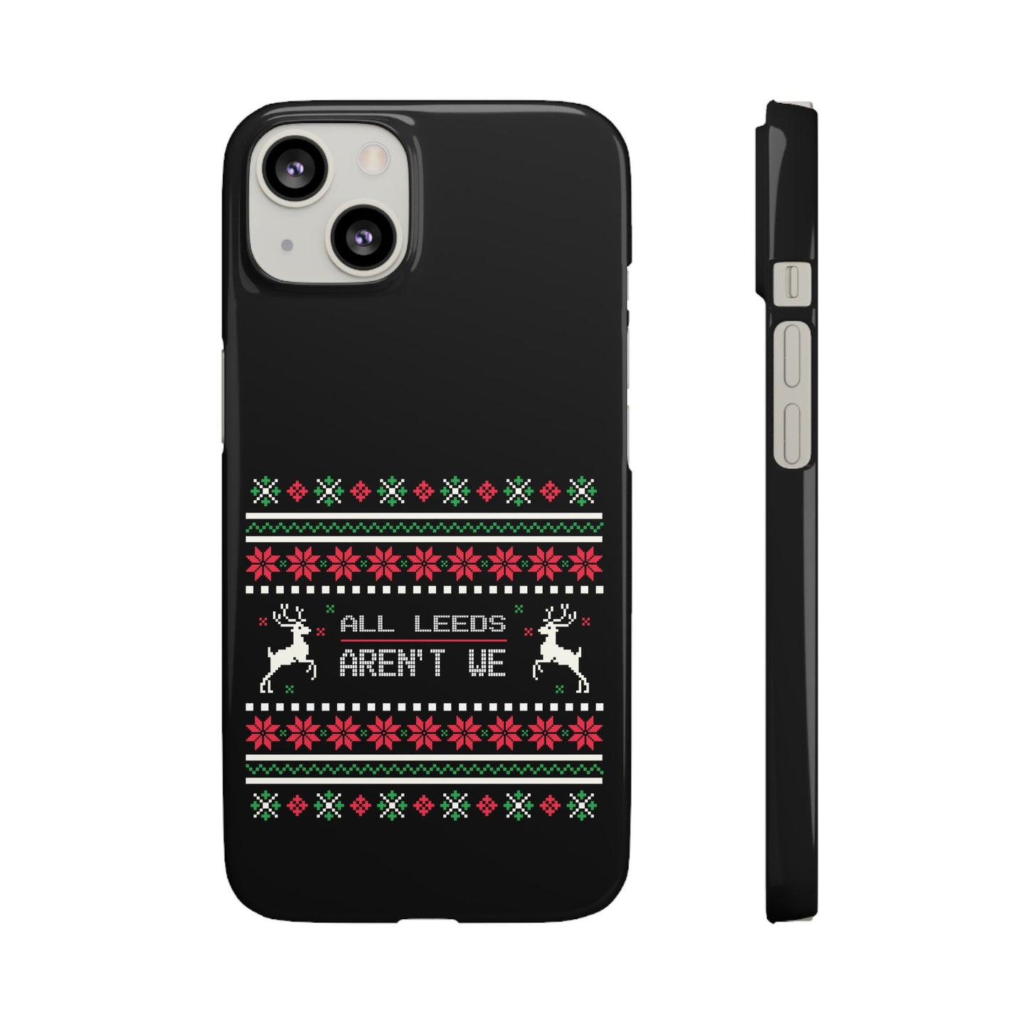 LUFC "All Leeds Aren't We" Red &  Green Emblem Snap Case: Christmas  Edition