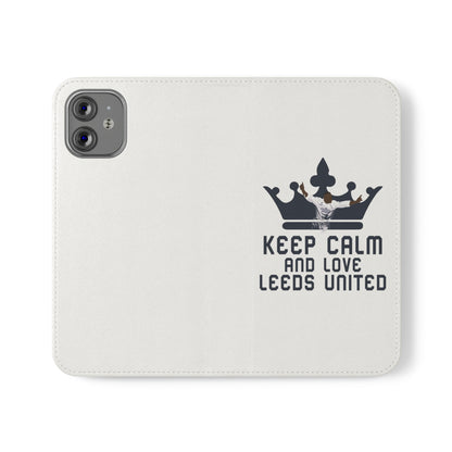 Funda para teléfono con tapa - Mantenga la calma y ame al Leeds United