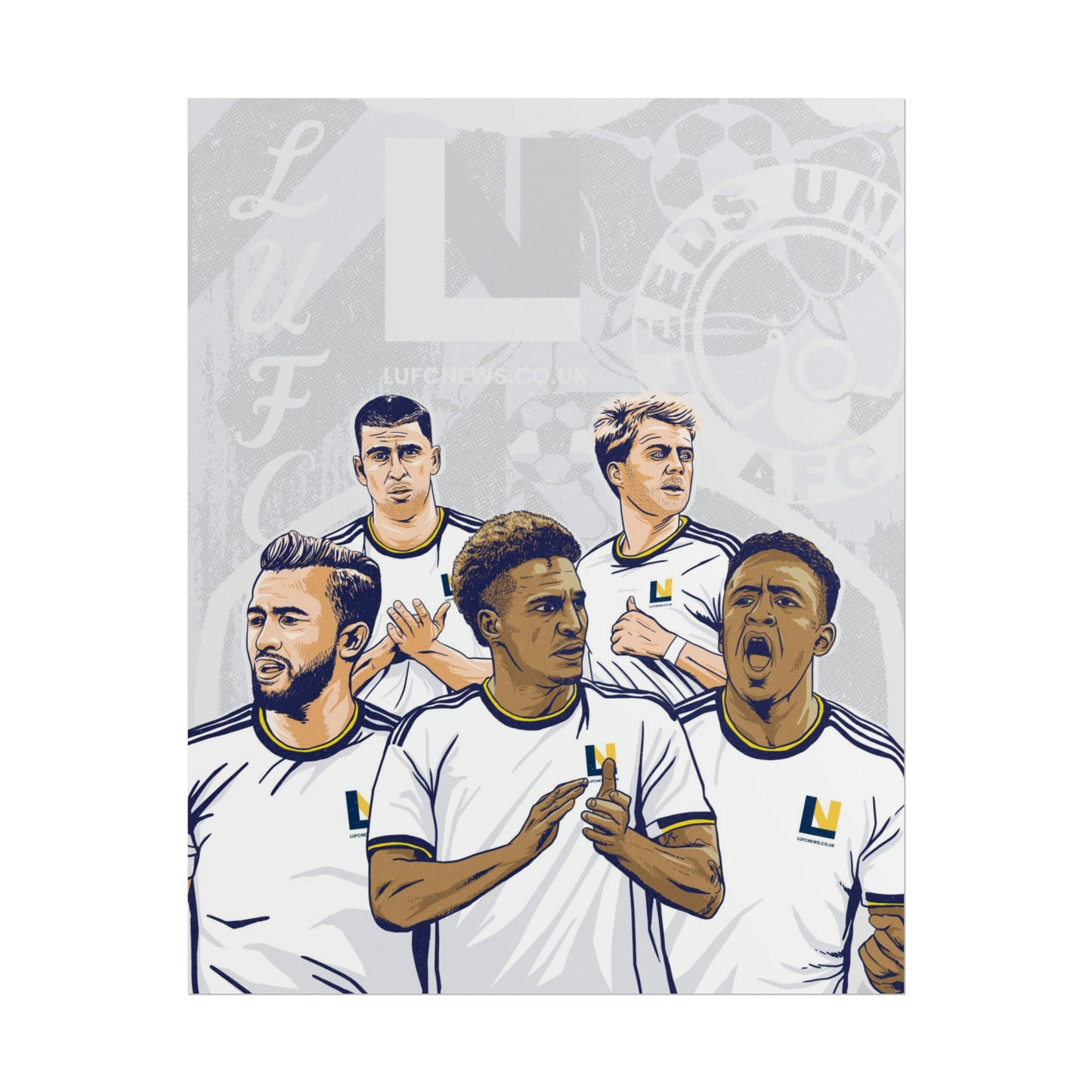 Leeds United Players Cartoon Poster