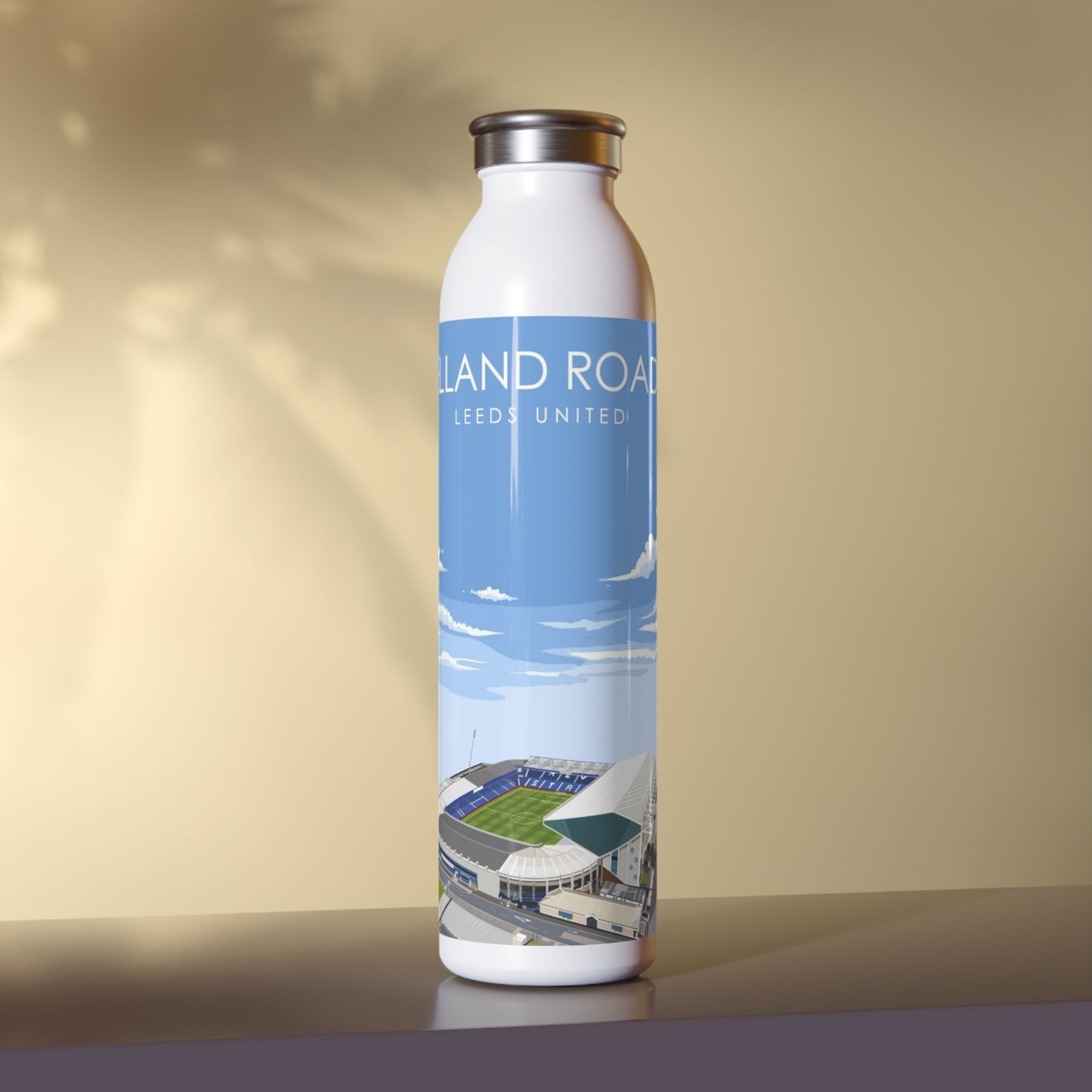 LUFC “Elland Road” Slim Insulated  Water Bottle: Sleek 20oz Travel Flask  for True Leeds Fans