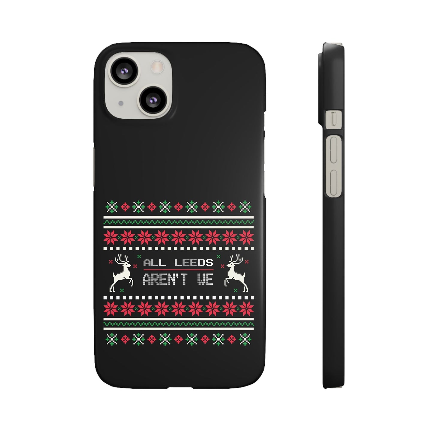 LUFC "All Leeds Aren't We" Red &  Green Emblem Snap Case: Christmas  Edition