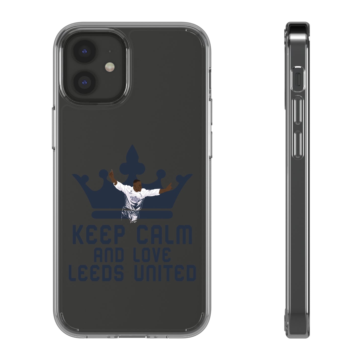 Genomskinligt telefonfodral -
 "Behåll lugnet och älska Leeds United"