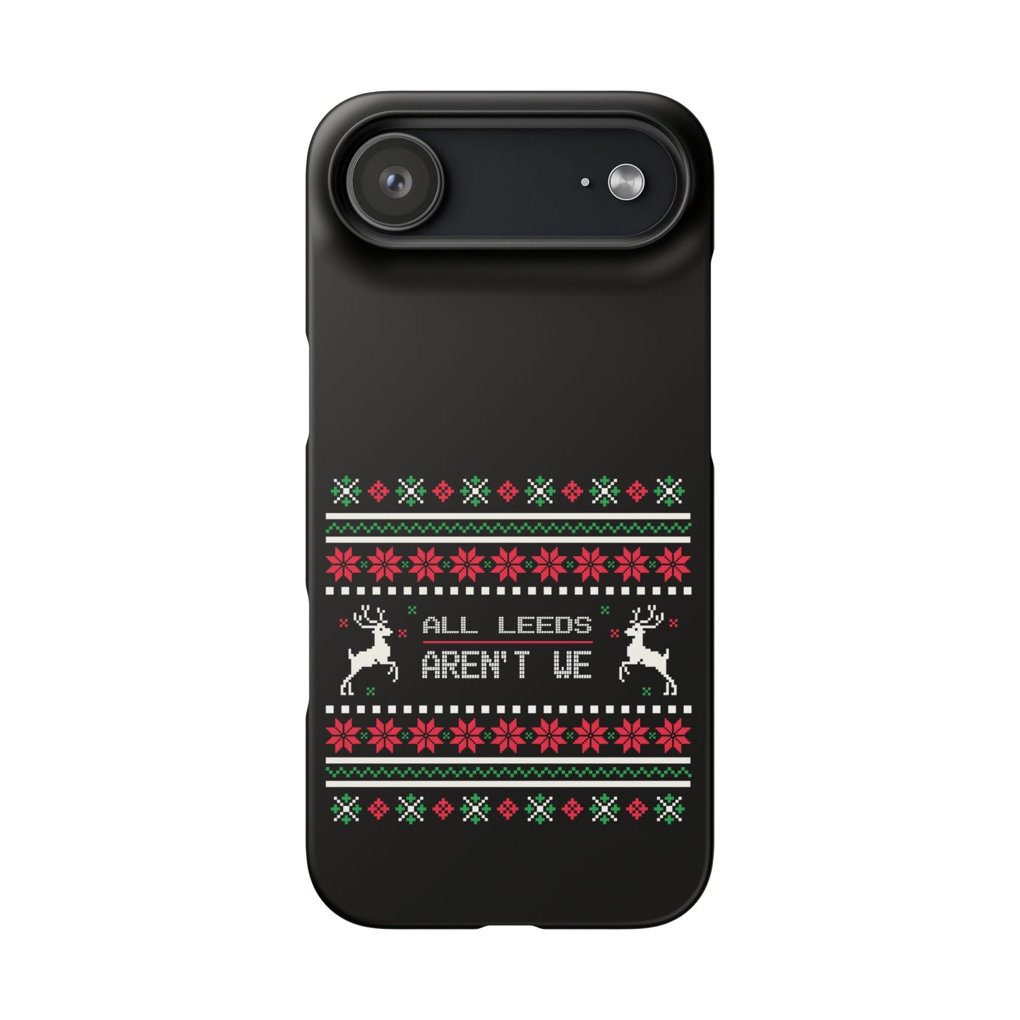 LUFC "All Leeds Aren't We" Red &  Green Emblem Snap Case: Christmas  Edition