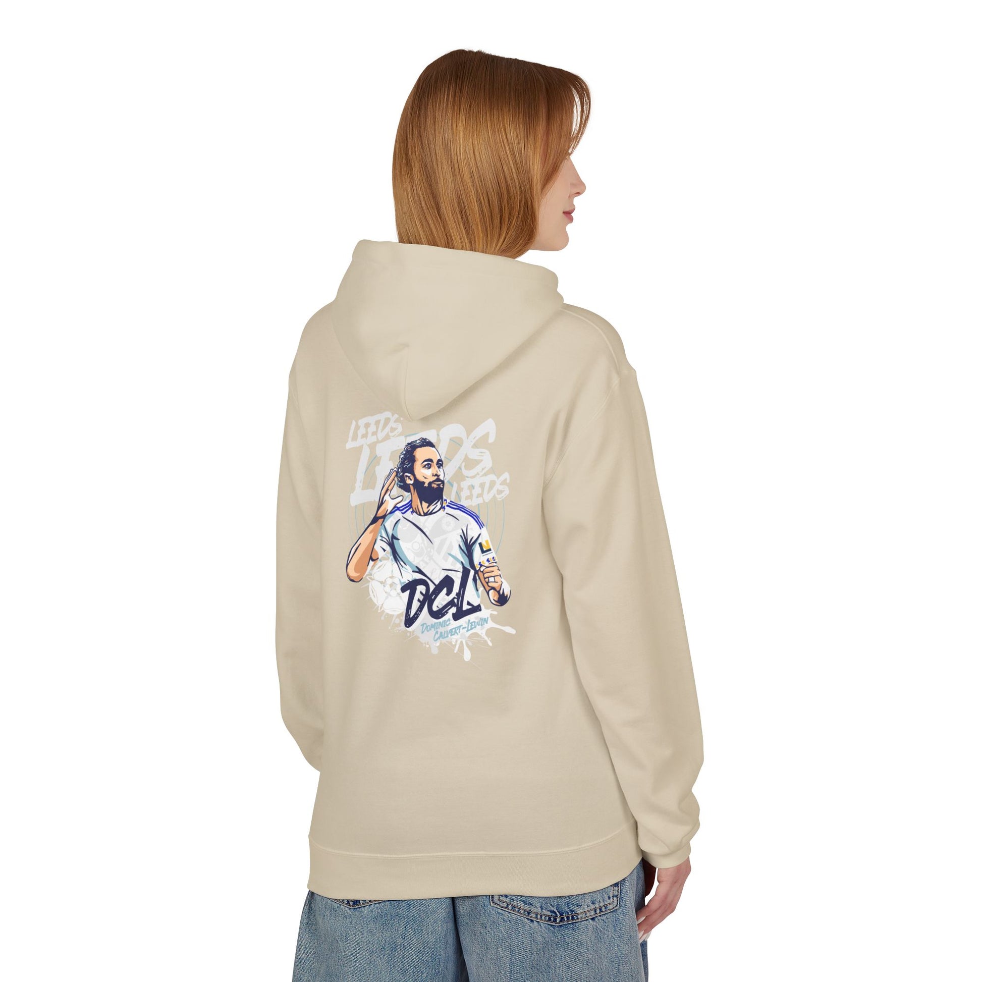 LUFC Softstyle Fleece Hoodie “LEEDS:  Dominic Calvert-Lewin” Midweight  Unisex - Lufcnews.co.uk