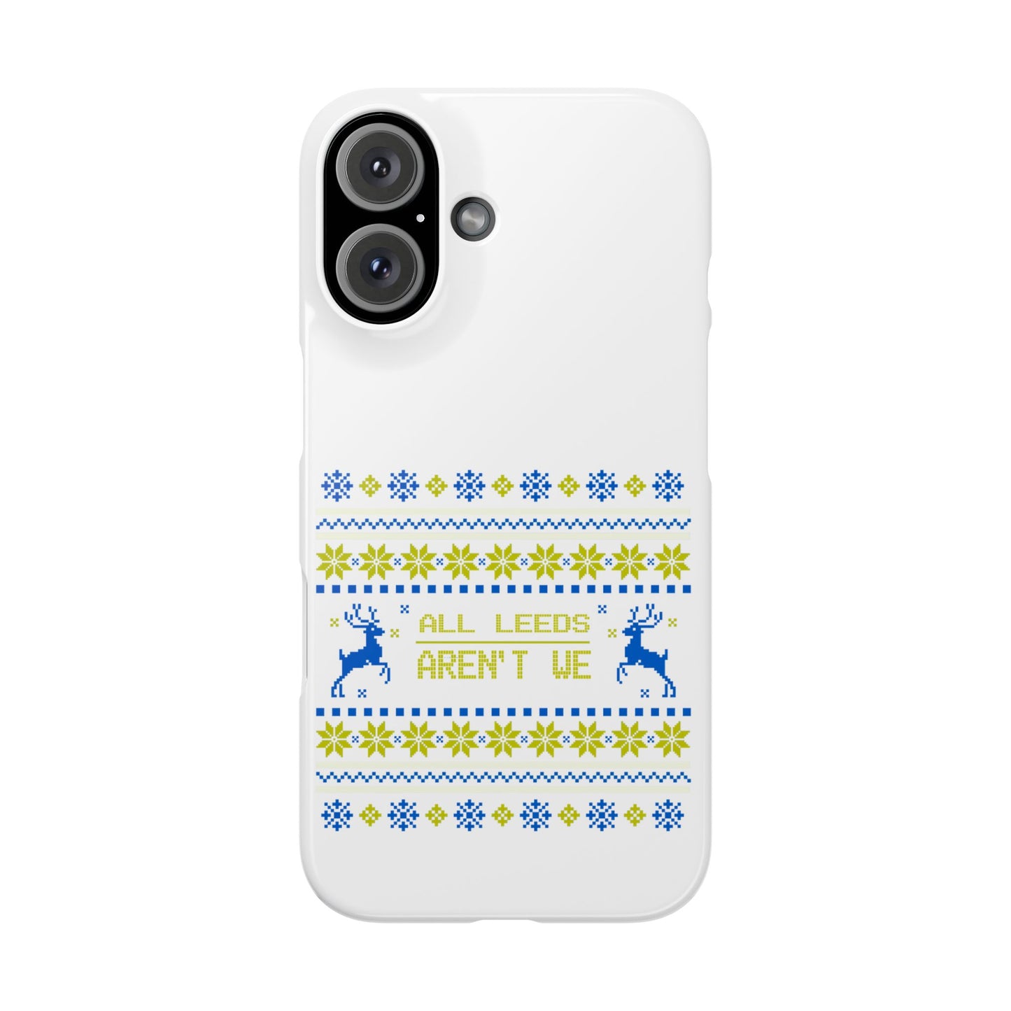 LUFC "All Leeds Aren't We" Blue &  Yellow Emblem Snap Case:  Christmas Edition