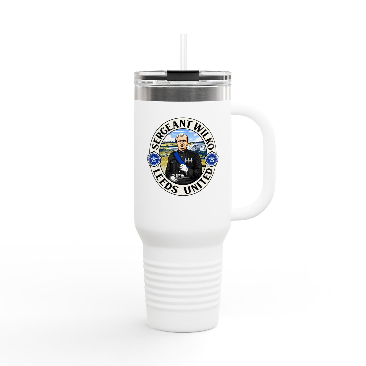 LUFC “Sergeant Wilko” 40oz  Insulated Travel Mug: Leeds United  Tribute Design