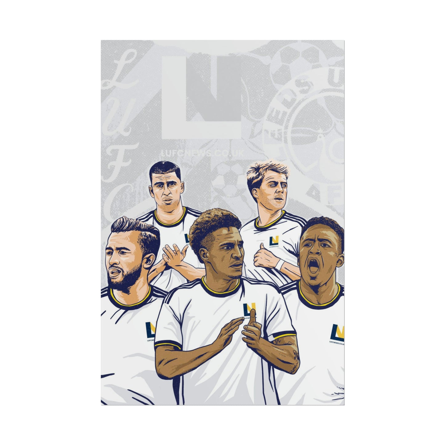 Leeds United Players Cartoon Poster