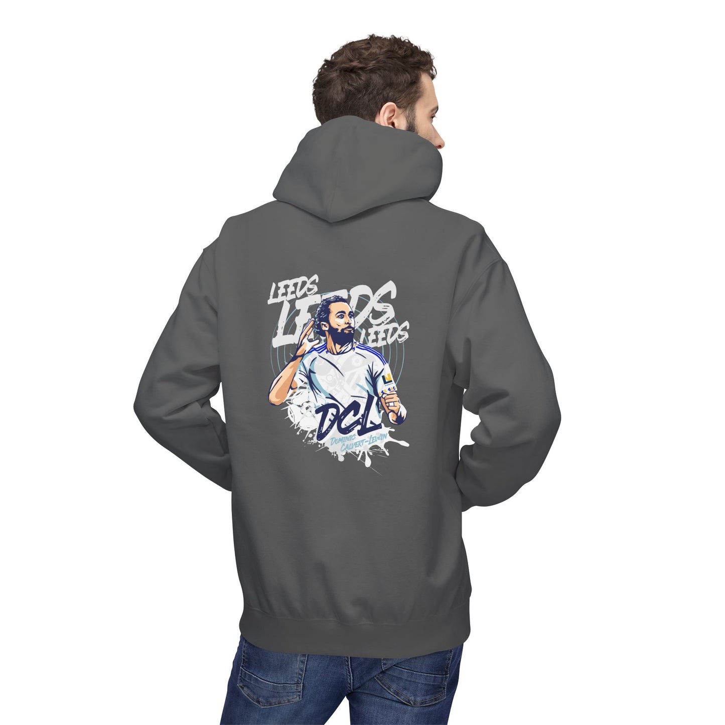 LUFC Softstyle Fleece Hoodie “LEEDS:  Dominic Calvert-Lewin” Midweight  Unisex - Lufcnews.co.uk