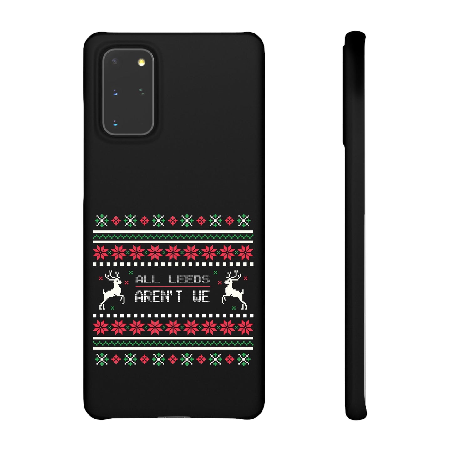 LUFC "All Leeds Aren't We" Red &  Green Emblem Snap Case: Christmas  Edition