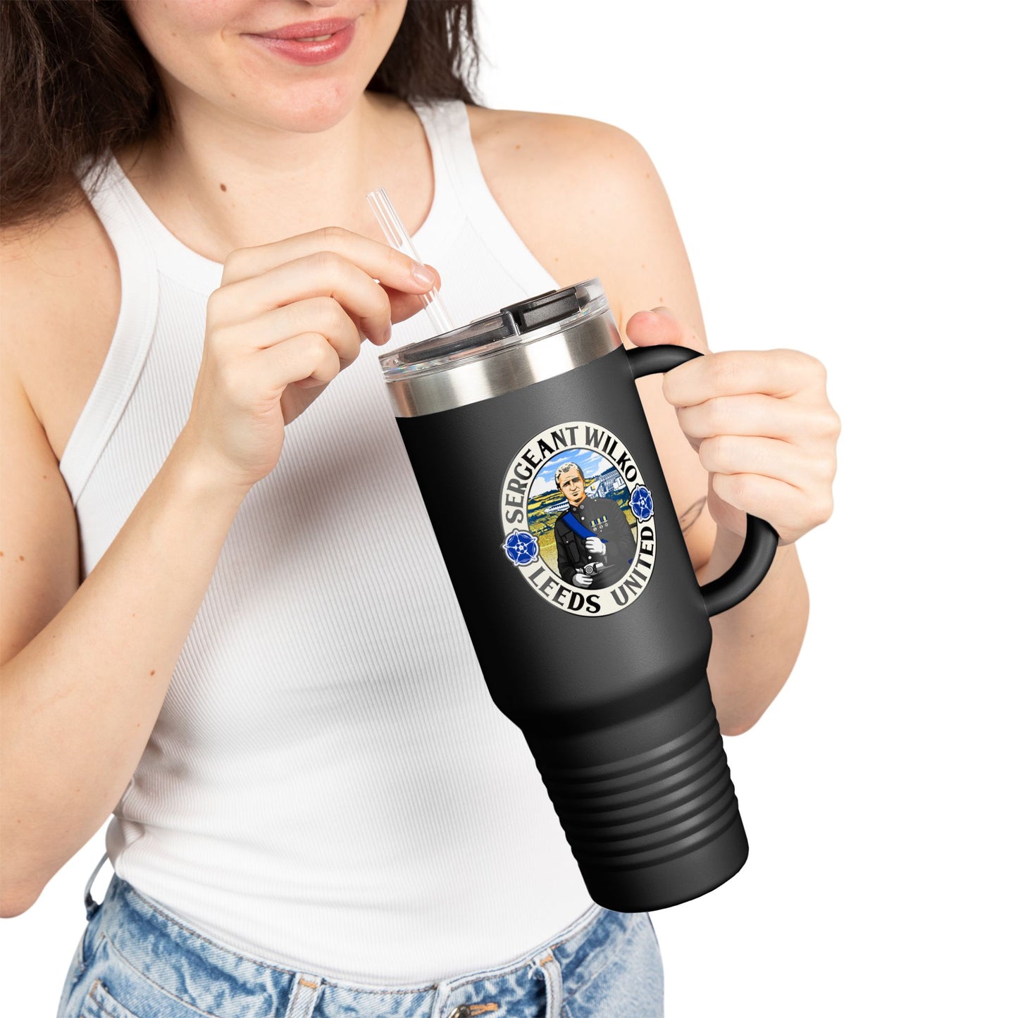LUFC “Sergeant Wilko” 40oz  Insulated Travel Mug: Leeds United  Tribute Design