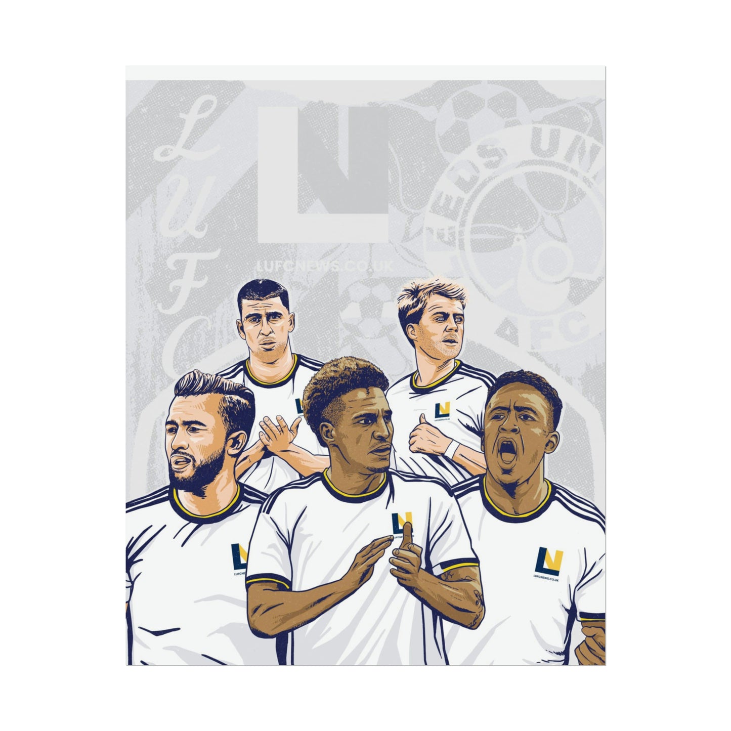 Leeds United Players Cartoon Poster