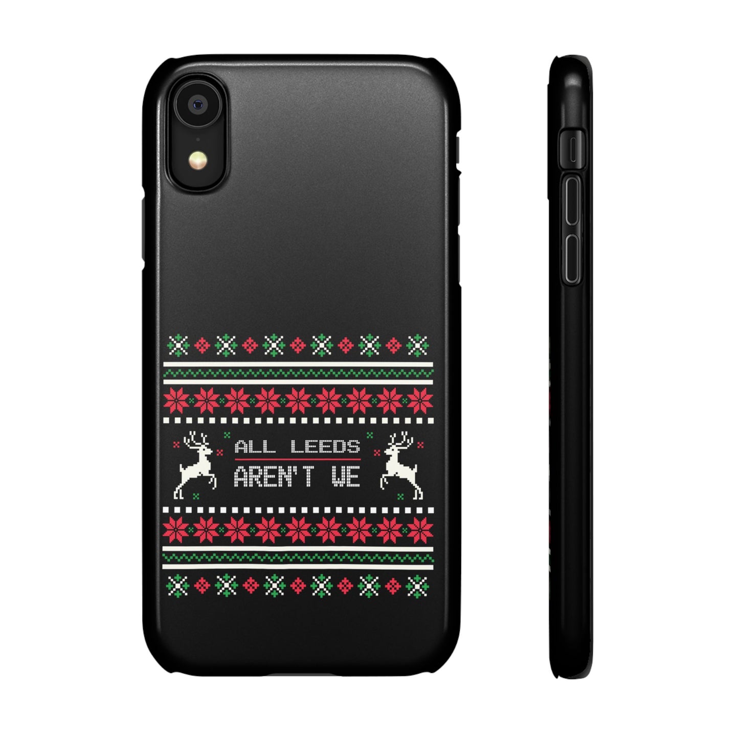 LUFC "All Leeds Aren't We" Red &  Green Emblem Snap Case: Christmas  Edition