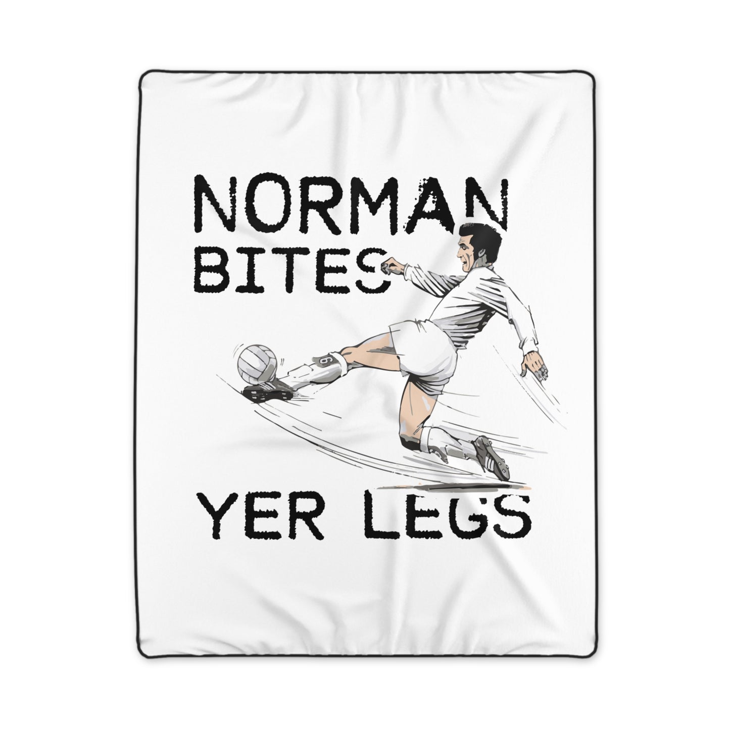 LUFC “Norman Bites Yer Legs”  Remembrance Day Snuggle Blanket:  Cozy Tribute to a Leeds Legend