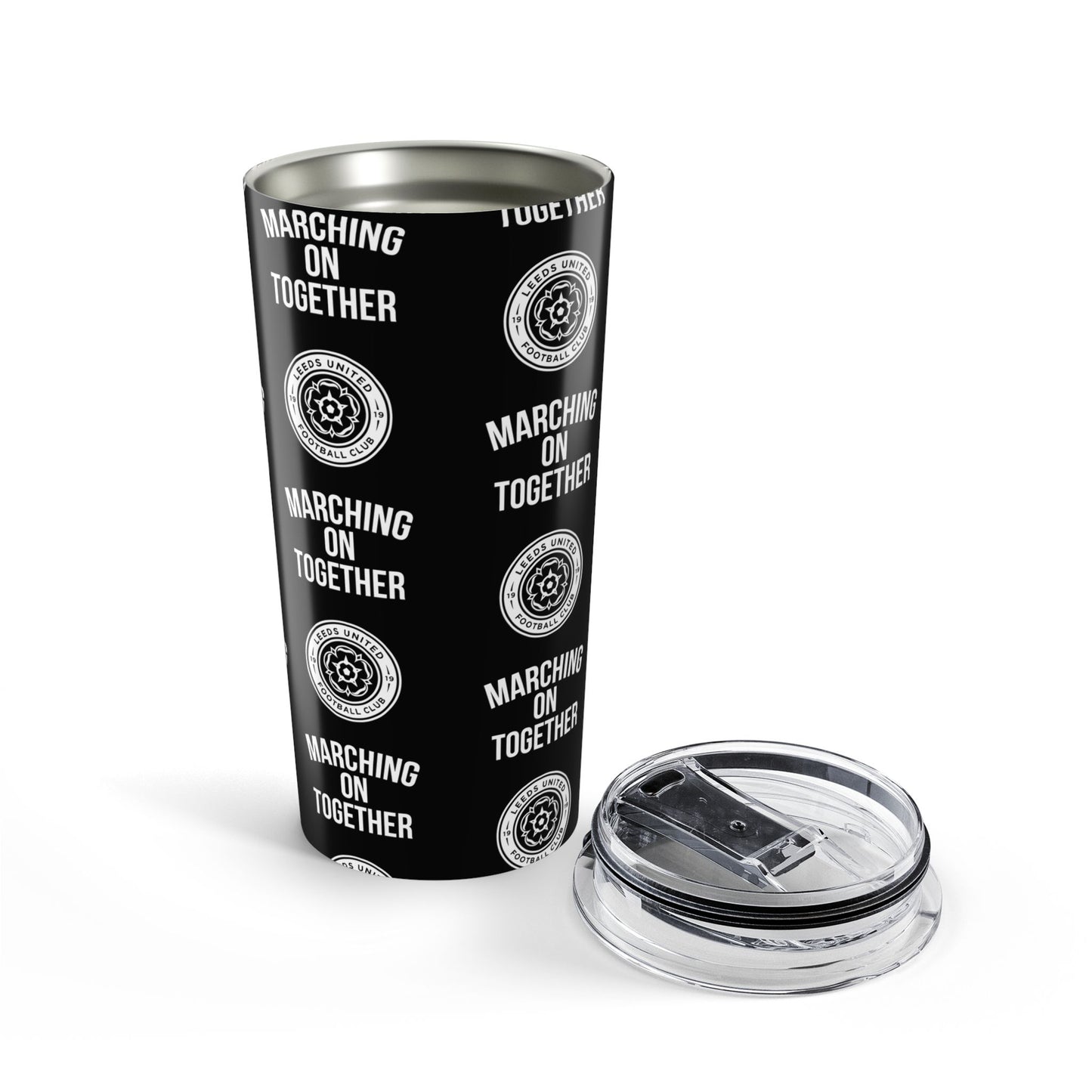 LUFC “Marching On Together” 20oz Insulated Tumbler: Sleek Travel Mug for True Leeds United Fans