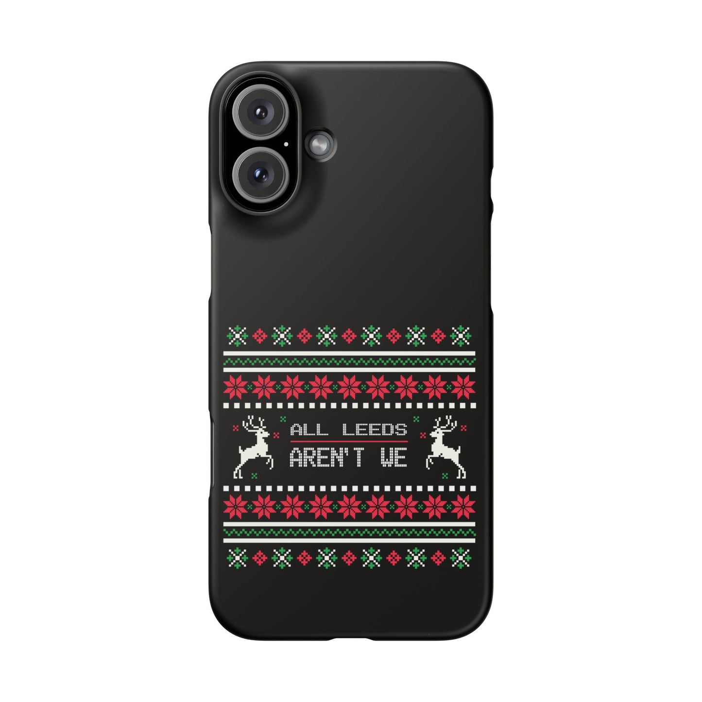 LUFC "All Leeds Aren't We" Red &  Green Emblem Snap Case: Christmas  Edition