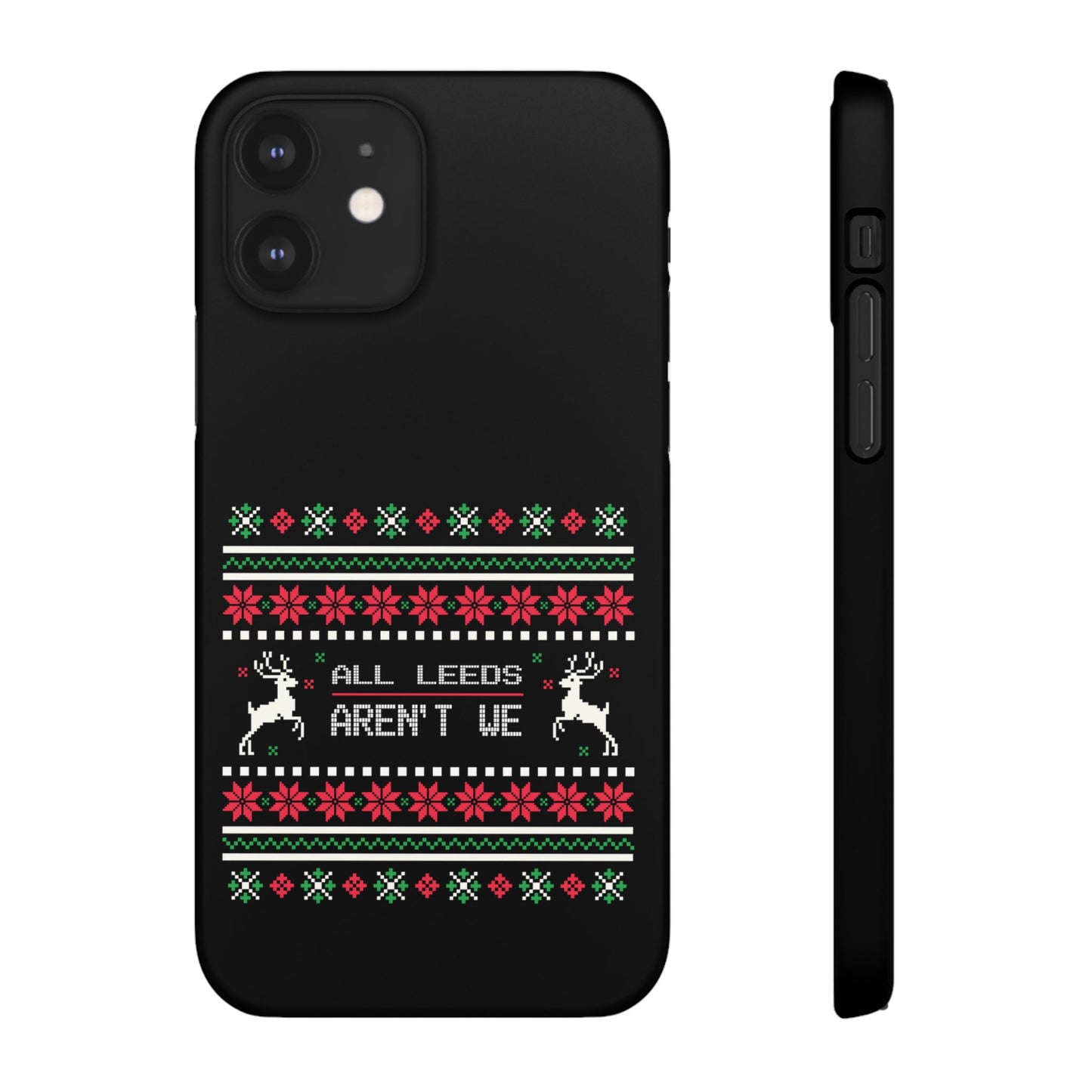 LUFC "All Leeds Aren't We" Red &  Green Emblem Snap Case: Christmas  Edition