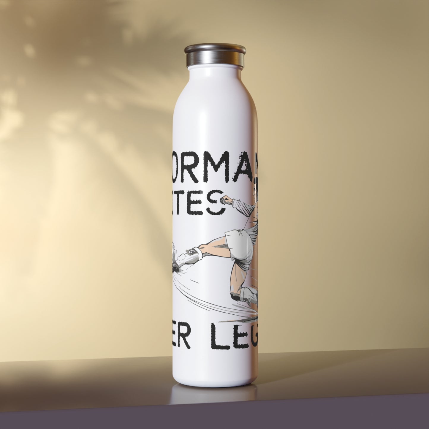 LUFC “Norman Bites Yer Legs” Slim  Stainless Steel Water Bottle: Tribute  Edition for Leeds United Legends