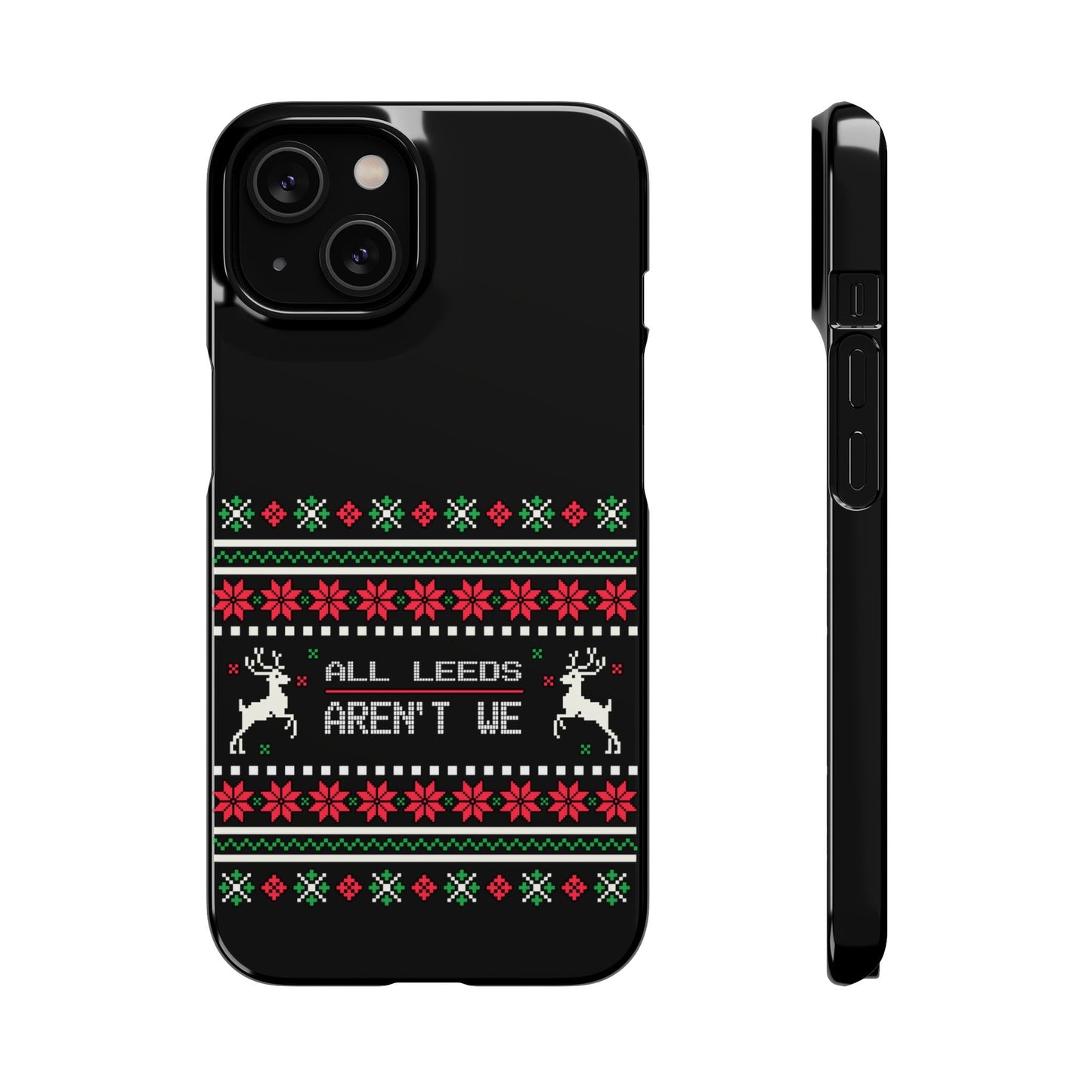 LUFC "All Leeds Aren't We" Red &  Green Emblem Snap Case: Christmas  Edition