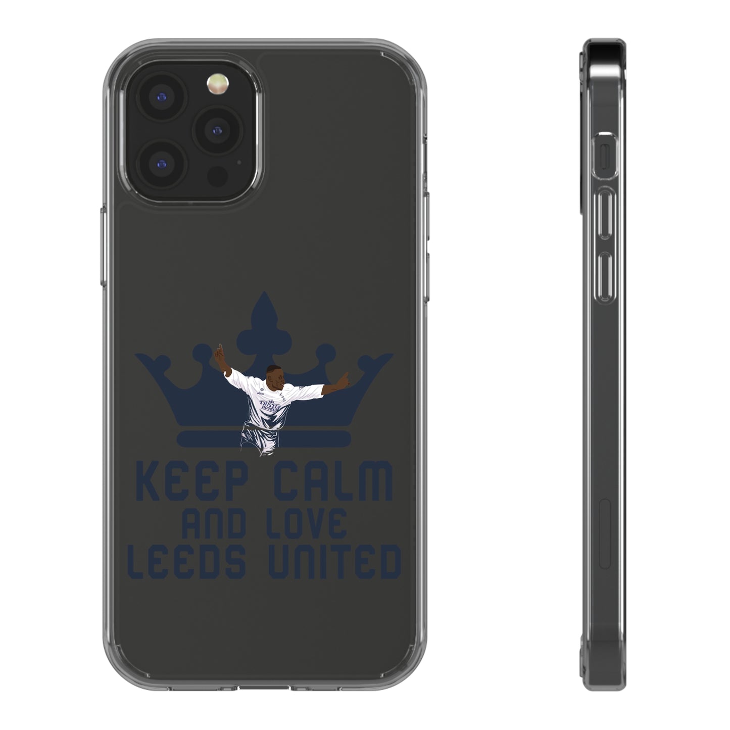 Genomskinligt telefonfodral -
 "Behåll lugnet och älska Leeds United"