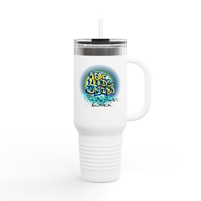 LUFC “Leeds United Graffiti” 40oz  Insulated Travel Mug: Bold Street-Art  Design for Passionate Fans