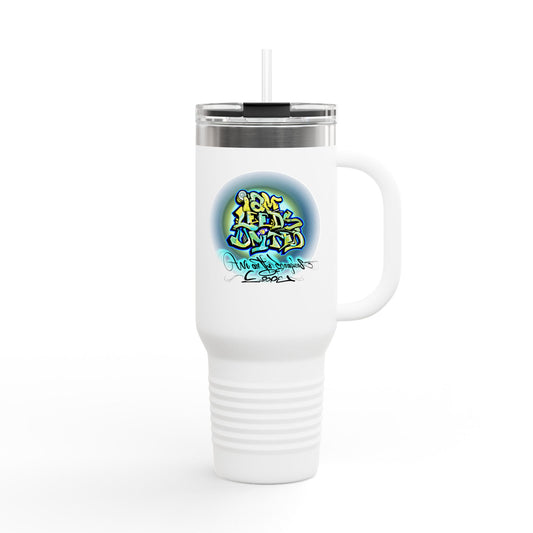 LUFC “Leeds United Graffiti” 40oz  Insulated Travel Mug: Bold Street-Art  Design for Passionate Fans